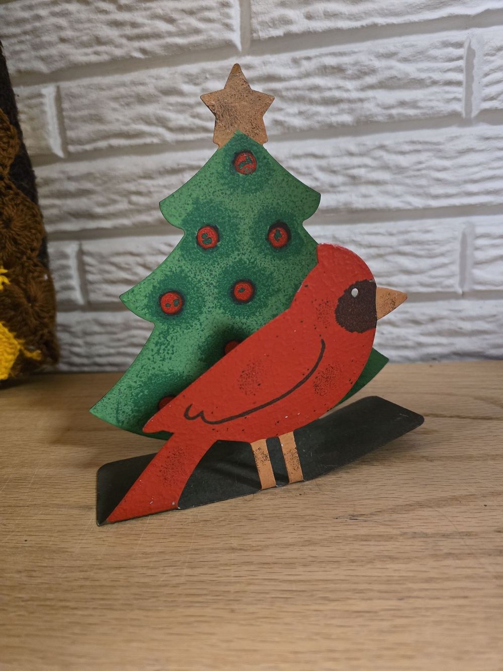 Vintage holiday card holder or napkin holder